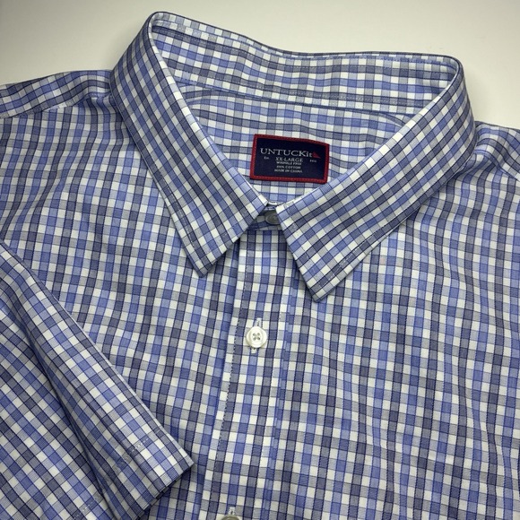 UNTUCKit Other - UNTUCKit Dante Blue Check Mens XXL Short Sleeve Wrinkle Free Cotton Shirt